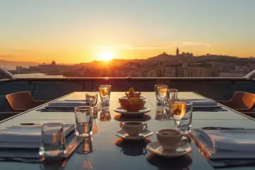 Sunset dinner on a luxury charter yacht